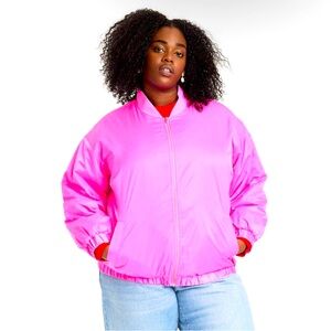 A New Day Women's Zip-Up Bomber Jacket Metallic